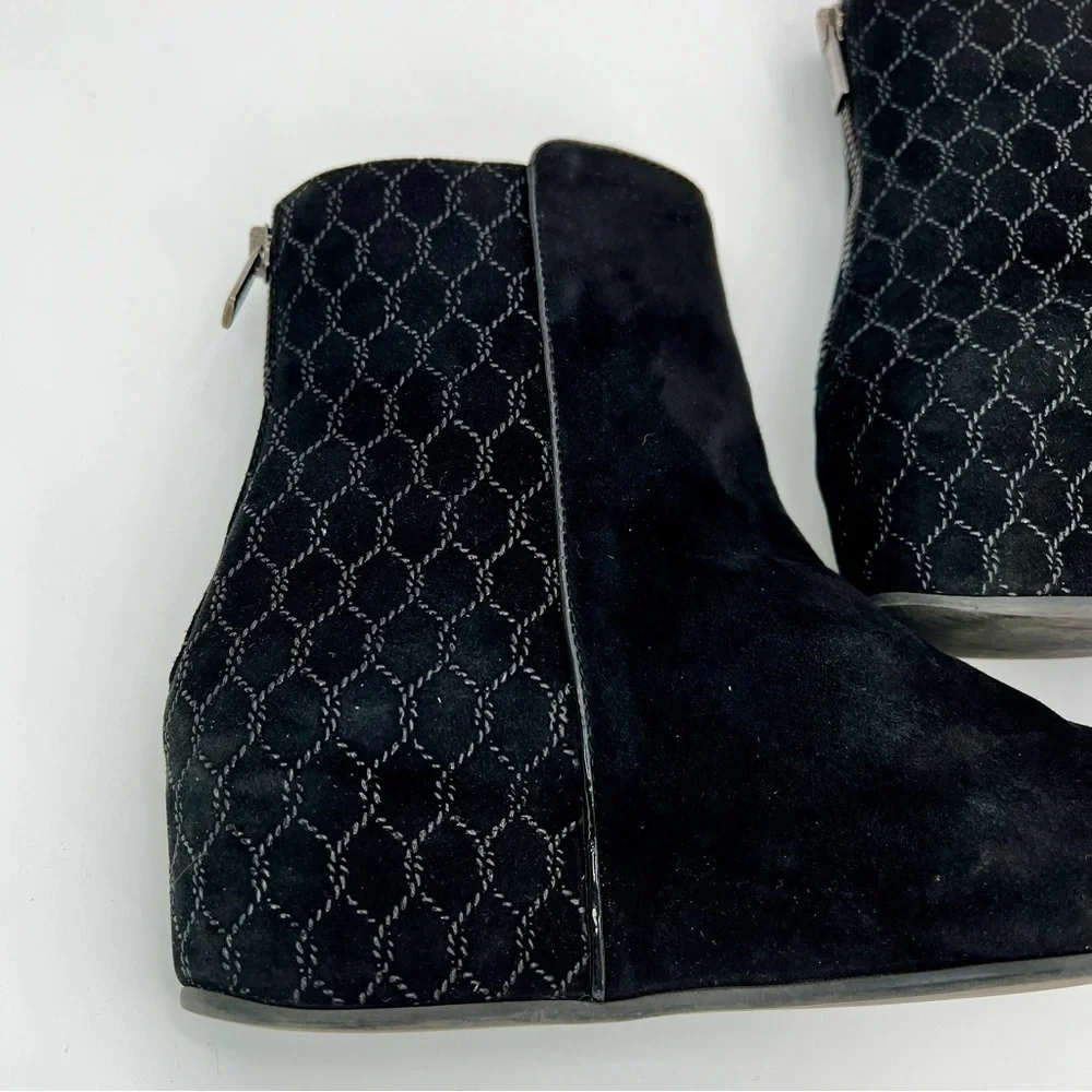 Aquatalia Women Suede Leather Chelsea Boots Black Wedge Heels Booties Size 8.5 - Picture 8 of 10